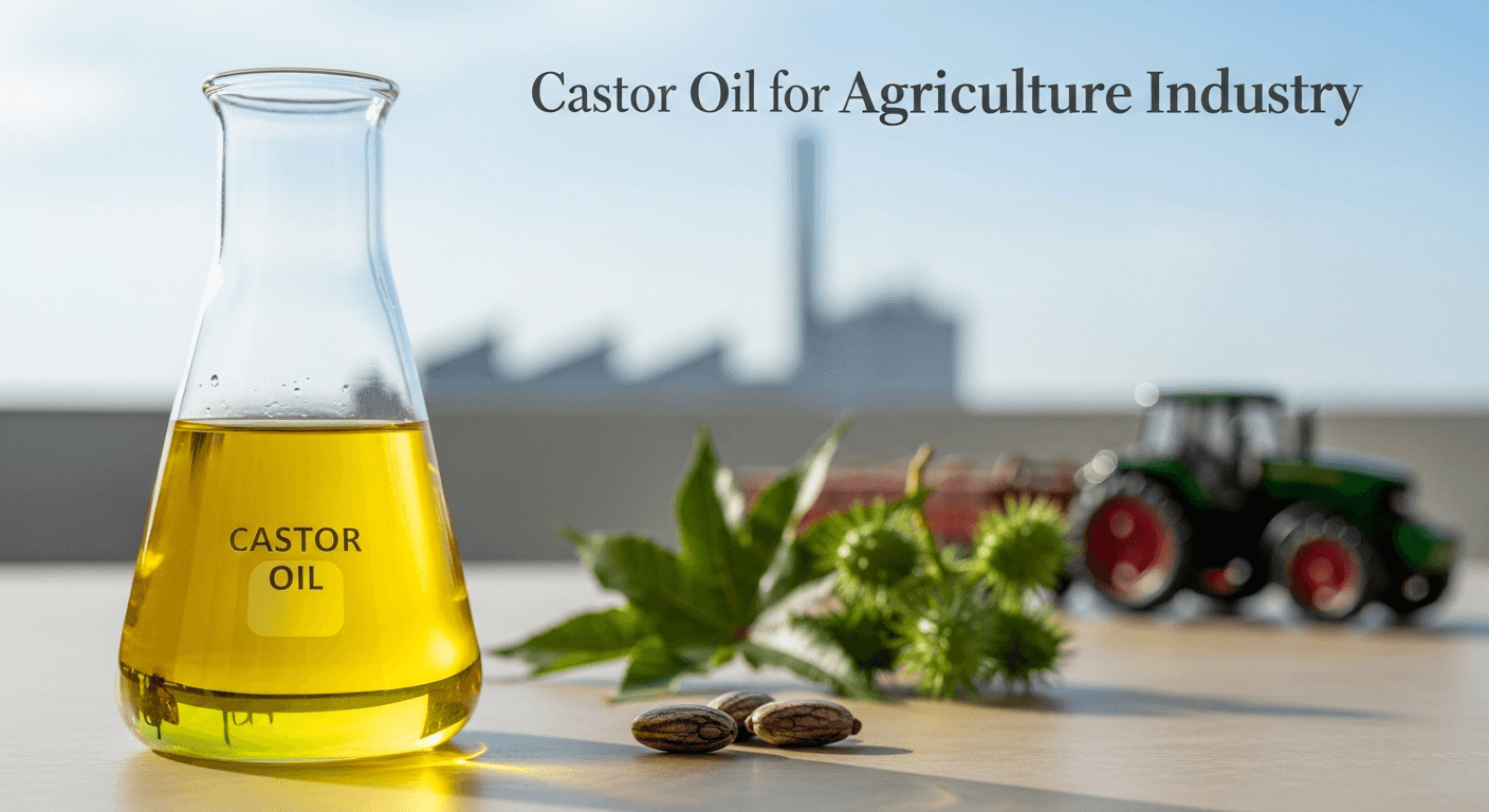 Castor beans growing in a field, showcasing the natural origin of castor oil for agricultural applications.
