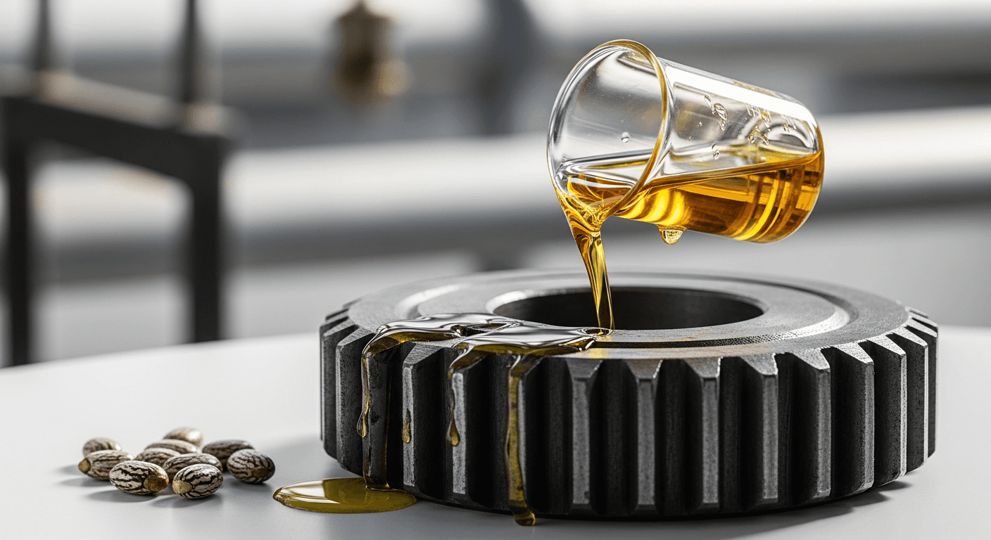 Castor oil being used in an oil drilling rig, showcasing its applications in the oil and gas industry.