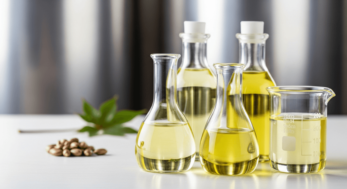 Bulk containers of CanCastor castor oil ready for shipping to USA importers.