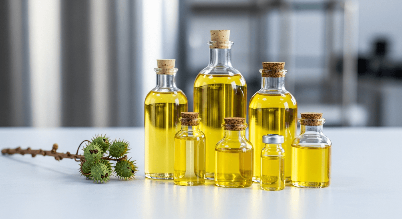 Close-up of castor beans, highlighting their natural beauty and potential for clean beauty products in France.