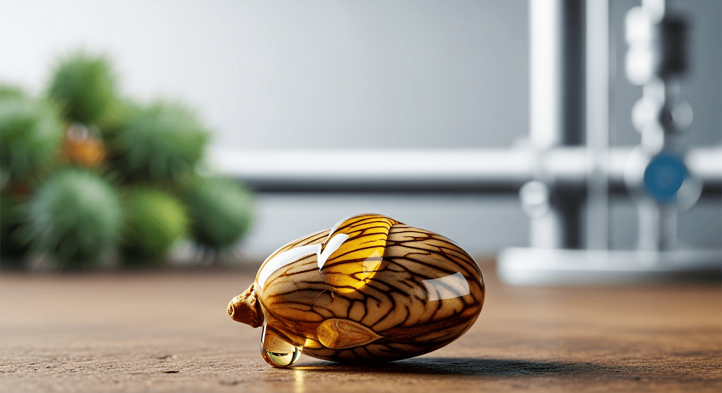 Castor beans being harvested, symbolizing sustainable sourcing for bioplastics production in China