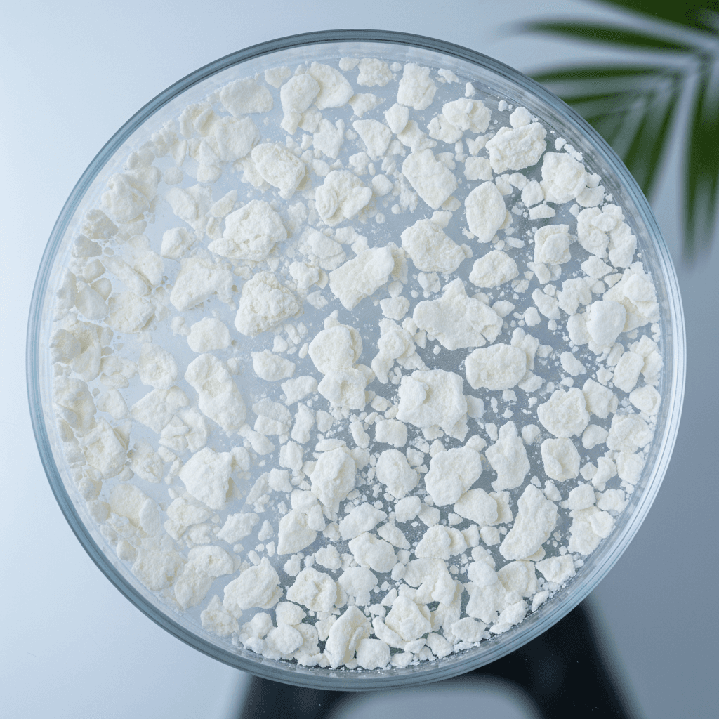 Safety data sheet and chemical beaker with Mono & Diglycerides (O) illustrating quality assurance for food and pharma applications