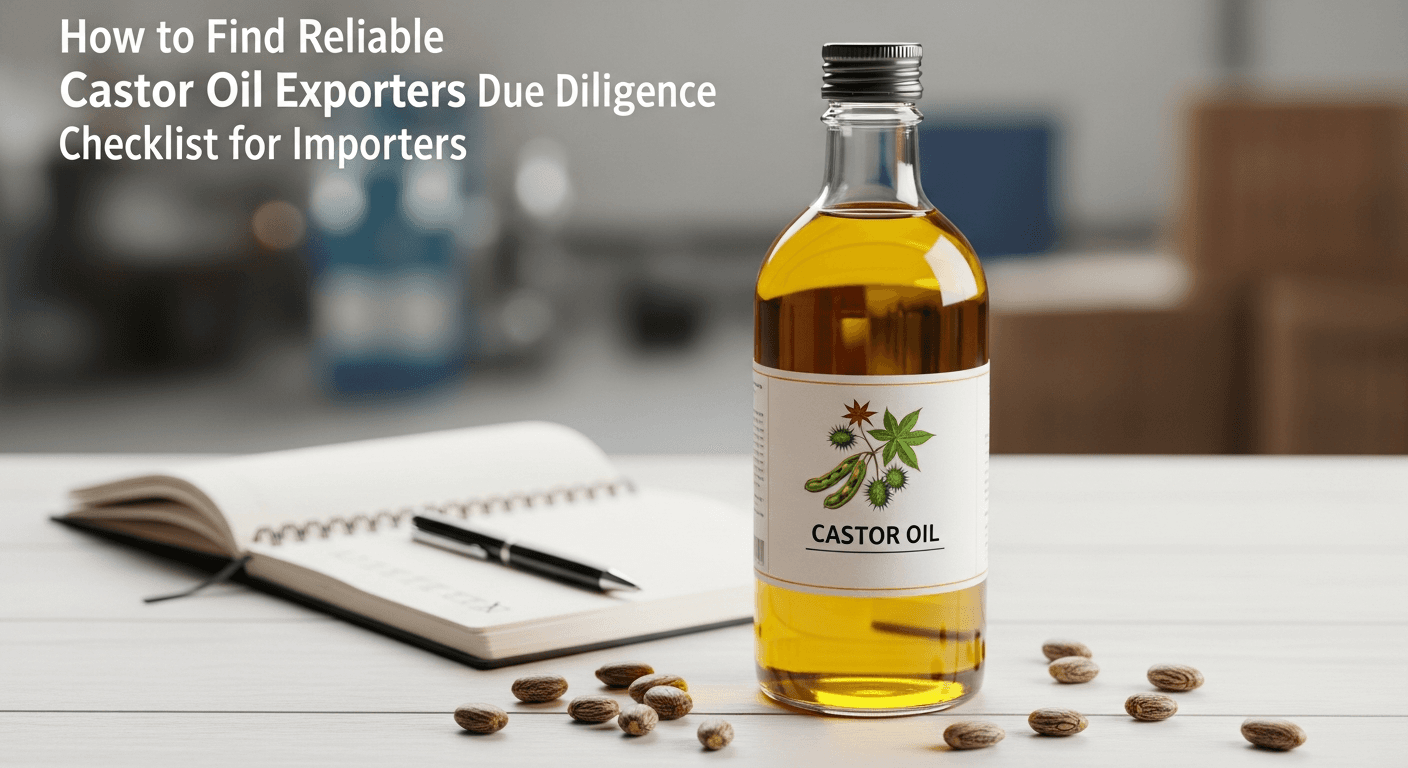 Checking certifications and paperwork for a castor oil exporter in India. Emphasizing quality control.